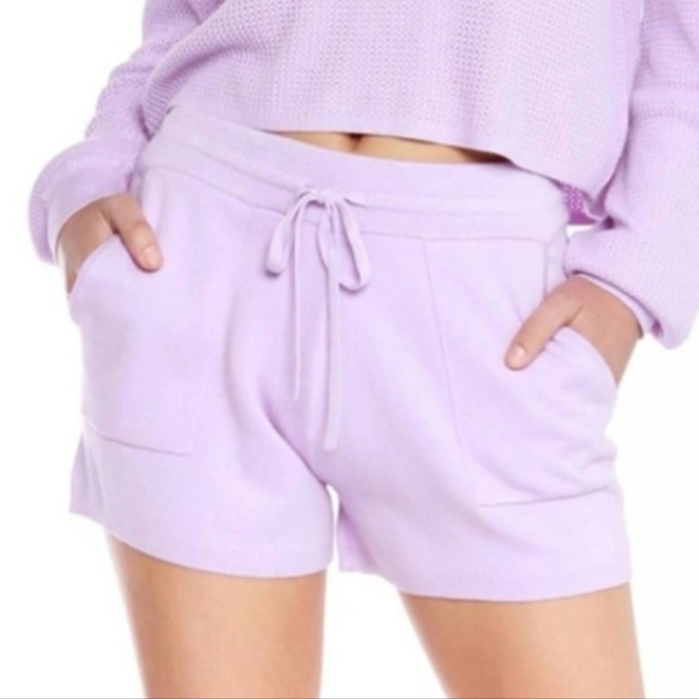 BOBI Black Los Angeles Drawcord Waist Shorts in lavender size XS